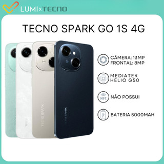 Tecno Spark Go 1S 4G, 64GB + 3GB RAM, e Spark Go 1, Bateria 5000MAH, VERSÃO GLOBAL, Processador Mediatek Hélio G50
