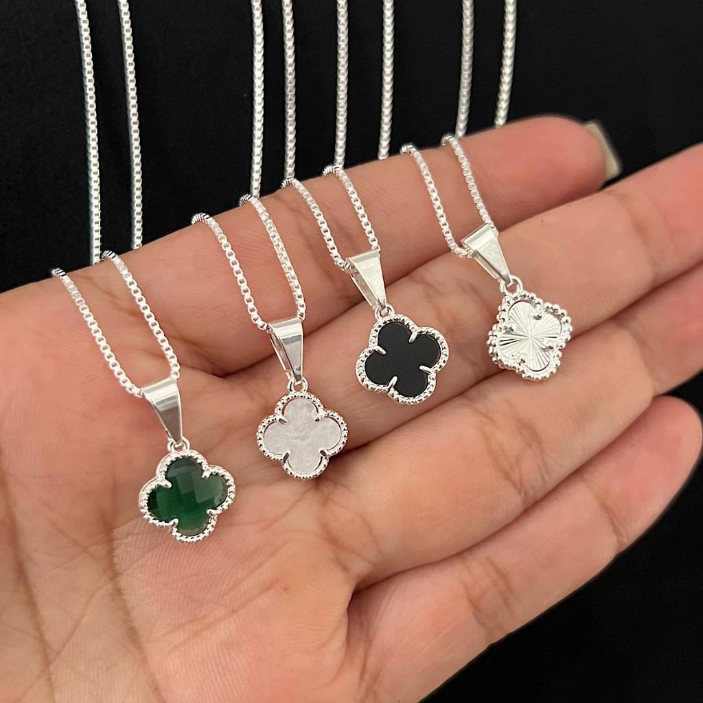 Corrente cordão Masculina Prata Banhado Pingente Trevo 60cm em Oferta na Shopee