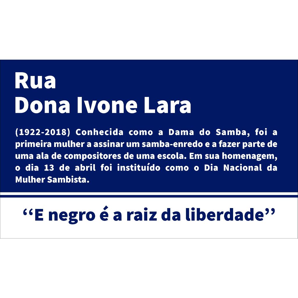 Placa de Rua Dona Ivone Lara