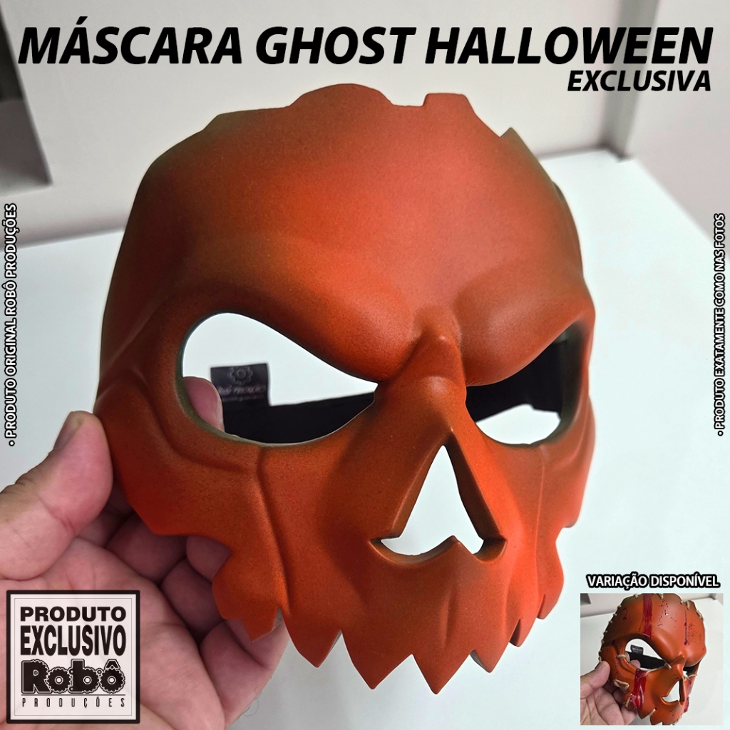 Máscara Ghost Abóbora – Cosplay Call of Duty Warzone Halloween – Edição Exclusiva