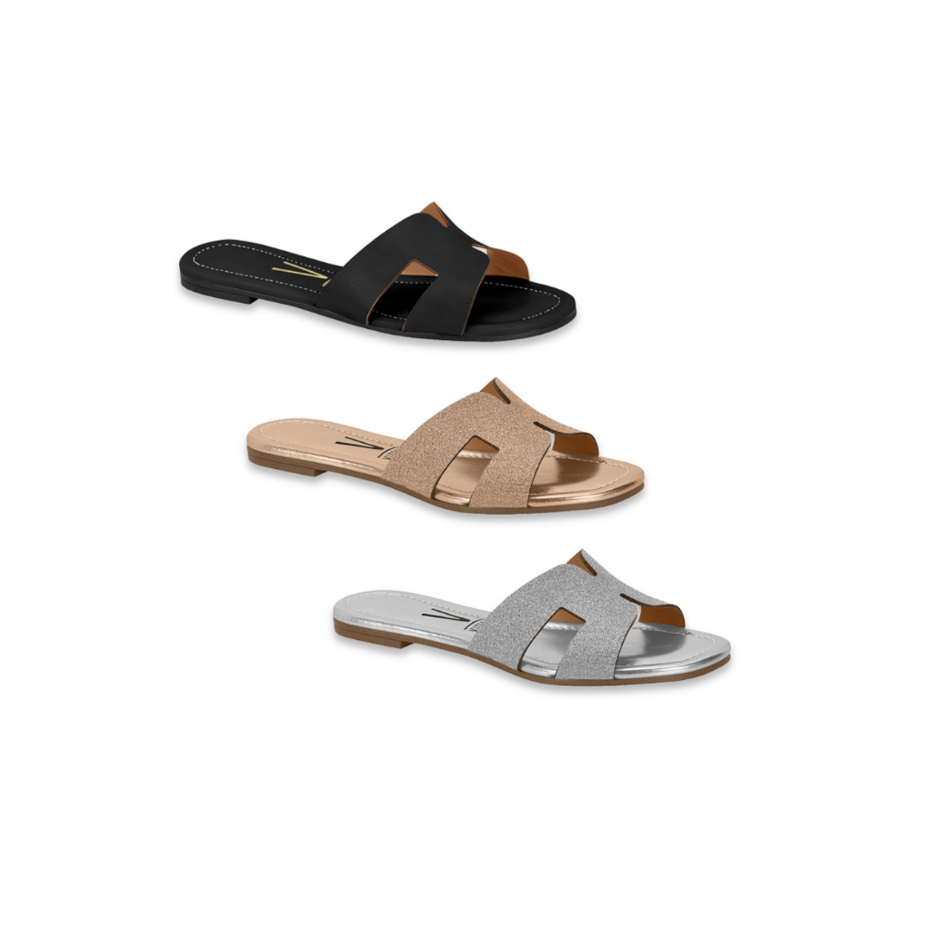 Sandália Rasteirinha Slide H Feminina Casual Confortável Calce Fácil Original Vizzano Chinelo Rasteira- em Oferta na Shopee