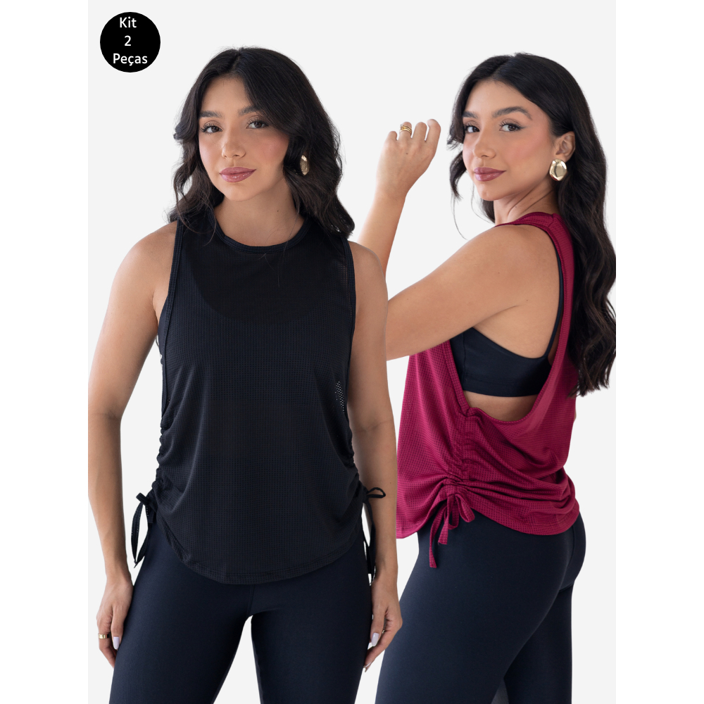 Kit 2 Regatas Treino Fitness Feminina Dry Fit Blusa Básica Vesti Calça Legging Academia em Oferta na Shopee