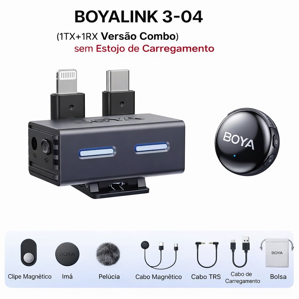 Microfone De Lapela Boya Boyalink 3-04 Iphone/android Preto Preto