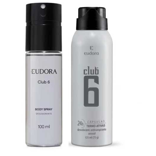 kit Desodorante Body Spray Club 6 100ml+Desodorante Antitranspirante Aerossol Club 6 125ml - Eudora