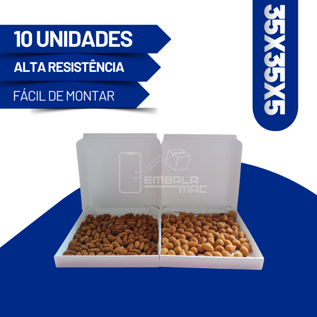 10 Caixas De Papelão 35x35x5 Branco Para Doces Salgados Calzone Esfihas Donuts Pizza Envios 10 Caixas De Papelão 35x35x5 Branco Para Doces Salgados Calzone Esfihas Donuts Pizza Envios