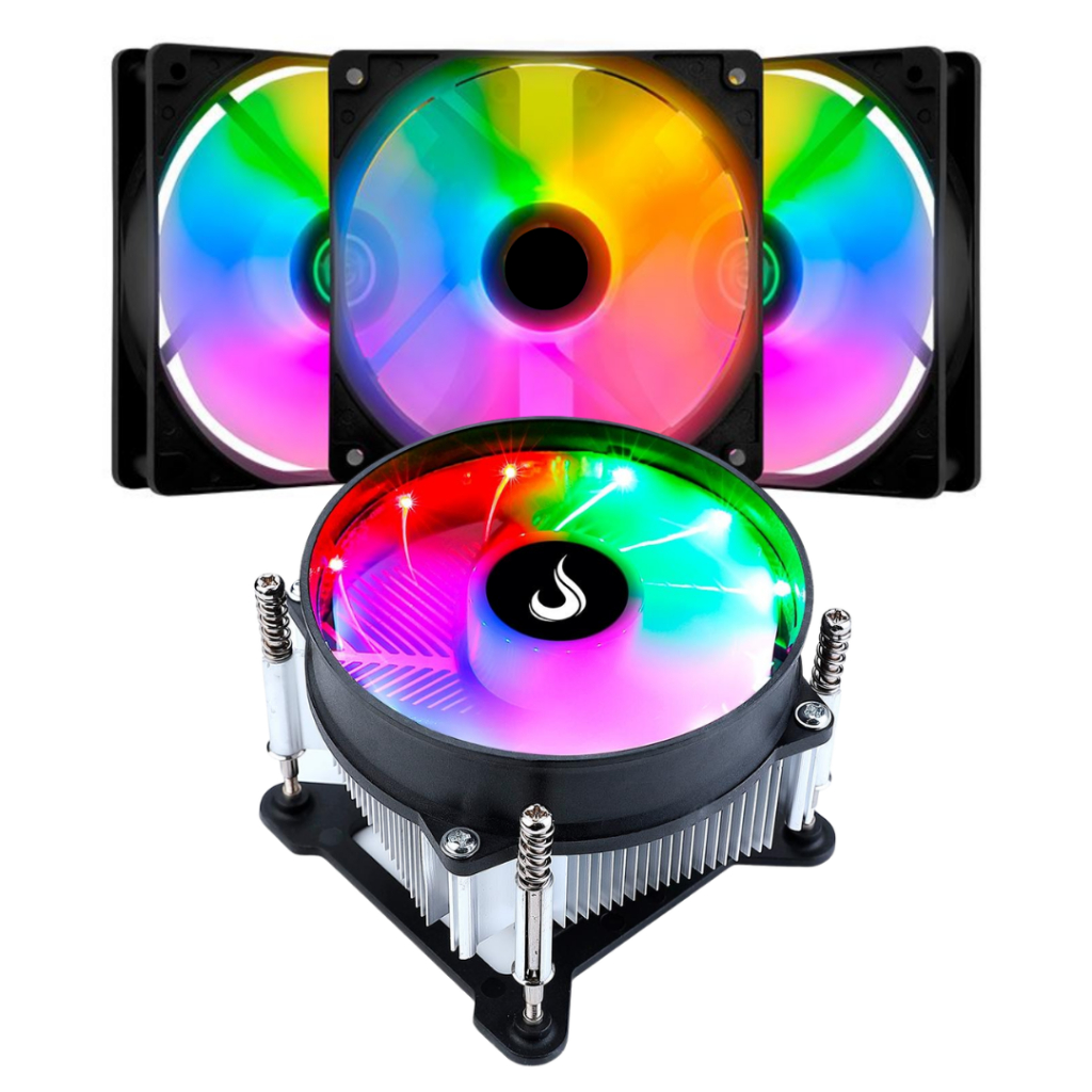 Kit 3 Cooler Fan e Air Cooler Para Intel para Iluminação LED Rgb Setup Gamer Alto Desempenho
