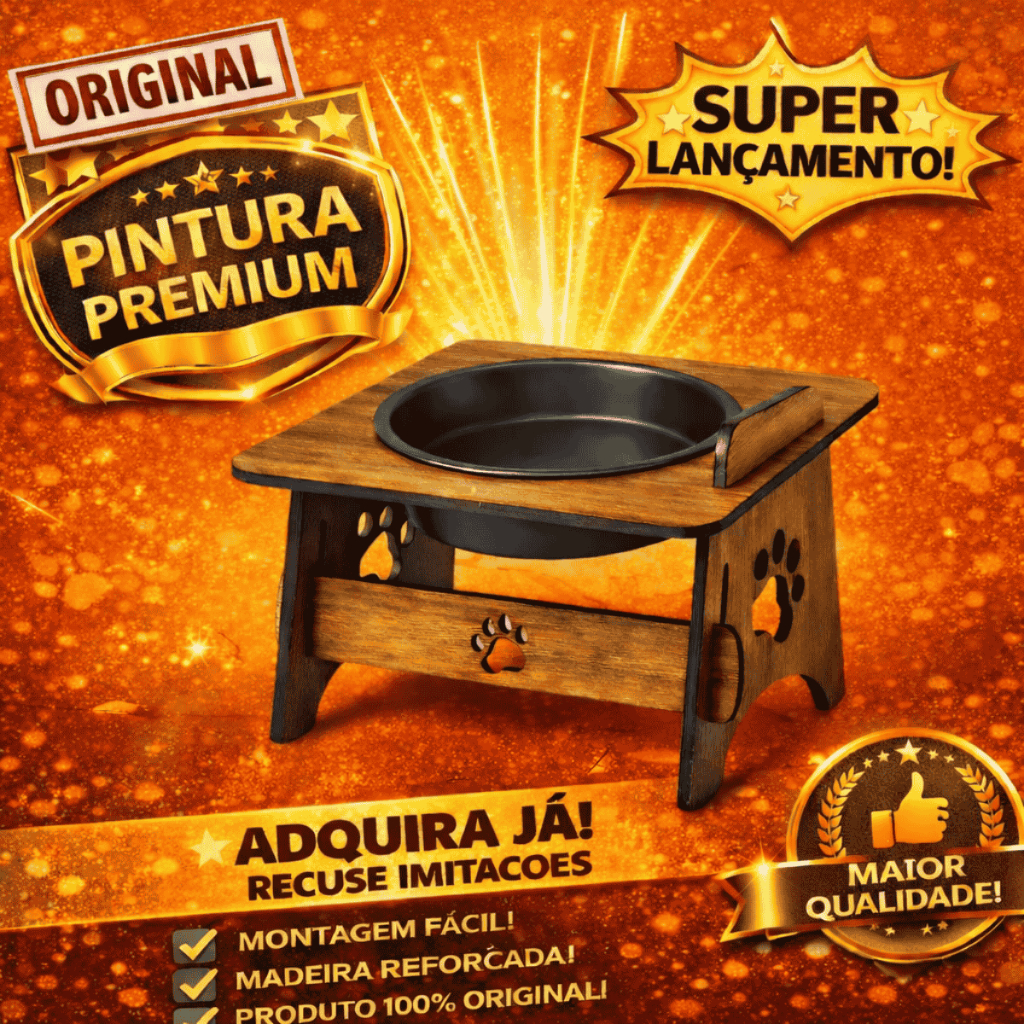 Comedouro Pet Suspenso Individual para Gato e Cachorro com Suporte Elevado