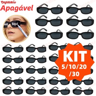 Kit 30/20/10/5 Oculos Vintage Retro Preto Liso + Caneta Giz Festa Casamento Festa Balada Formatura Casamento Aniversário