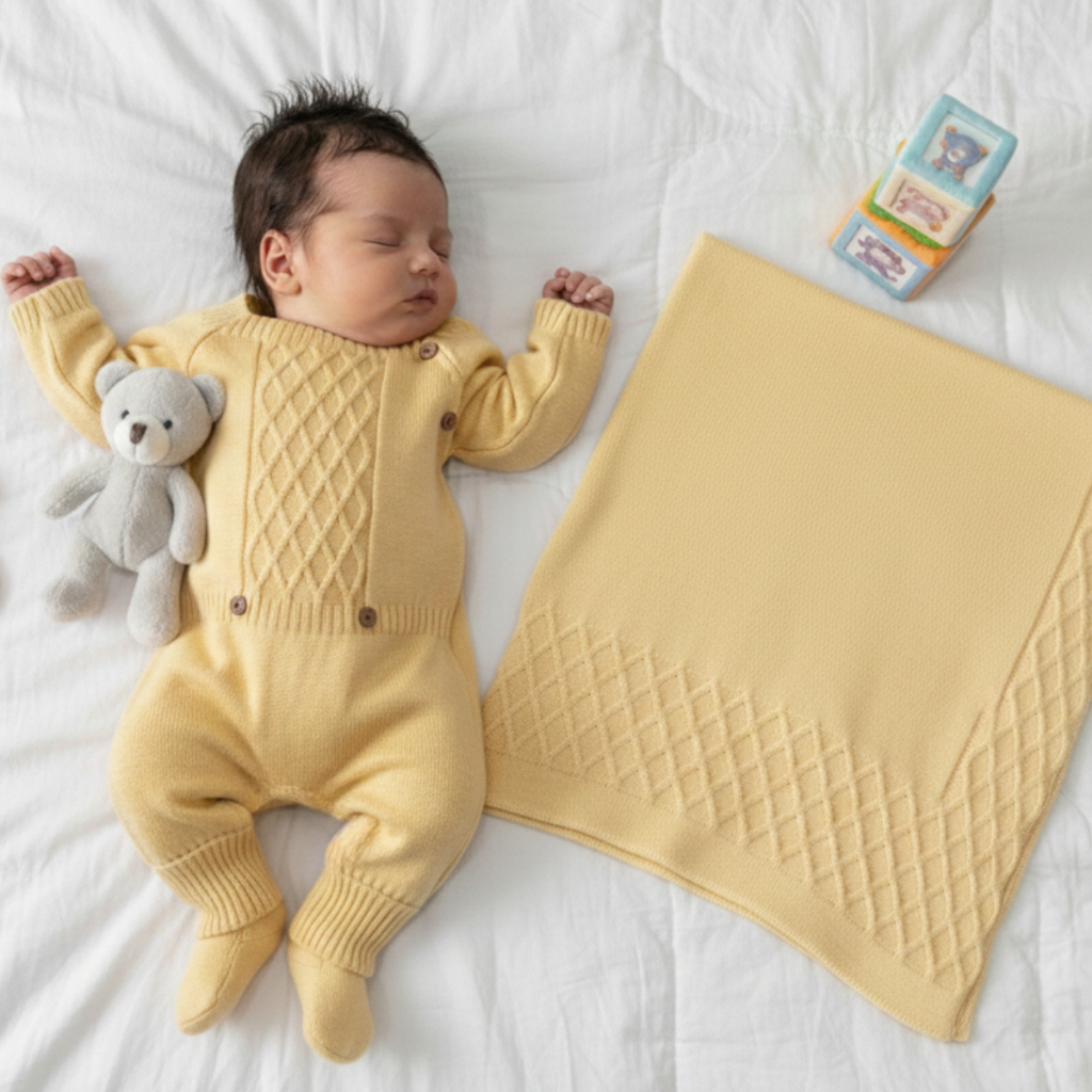 Saída Maternidade Tricô Recém Nascido Bebê Reborn Macacão Manta Bebê Tricot RN em Oferta na Shopee