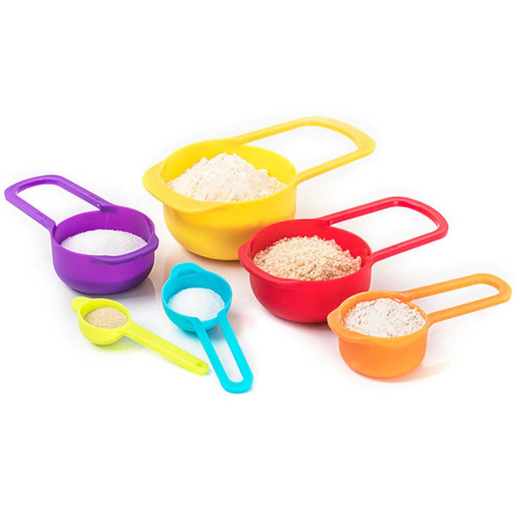 Colheres Medidoras de Cozinha - Jogo 6 Peças Coloridas, Medidas Precisas, Fácil Armazenamento