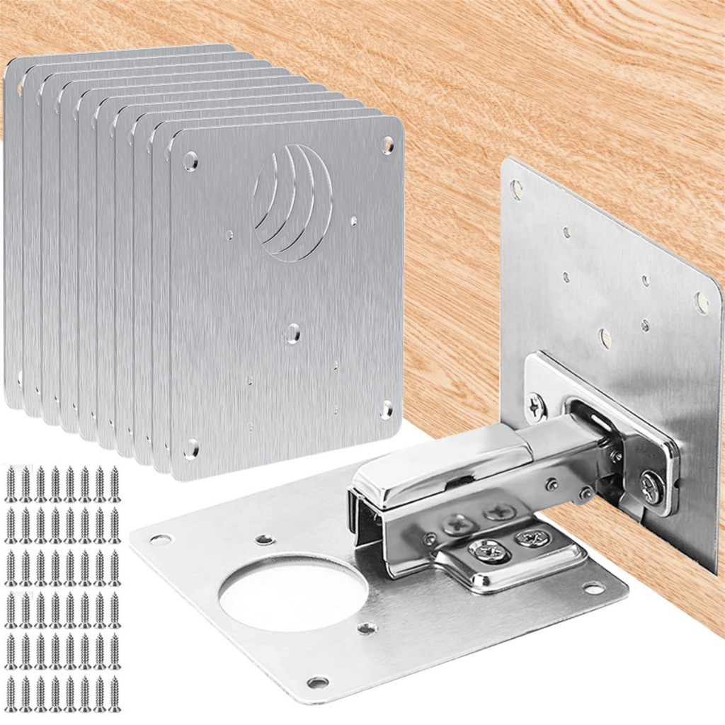 Kit 2 a 10 Placa Reparo Dobradiça Armário MDF Aço Inox Reforçada Porta Solta