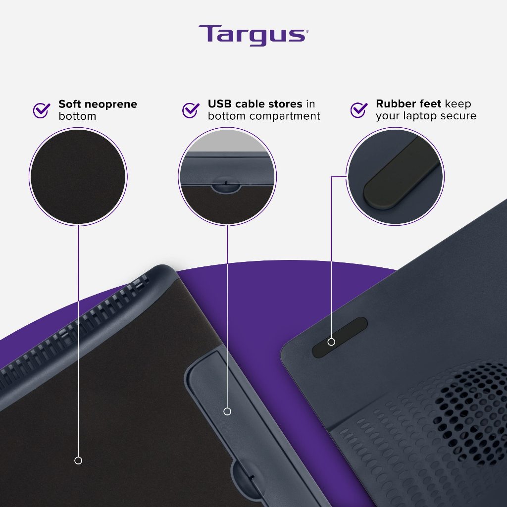 Suporte base pra refrigeração Cooler para notebook Targus com 2 ventoinhas com base acolchoada