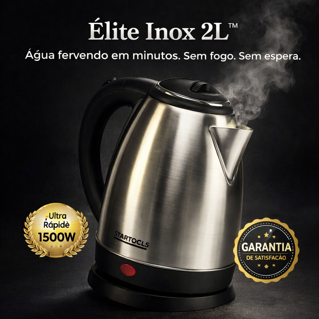 Chaleira Elétrica Inox 2L 127/220V 1500W Ferve Rápido Desligamento Automático Élite Inox em Oferta na Shopee