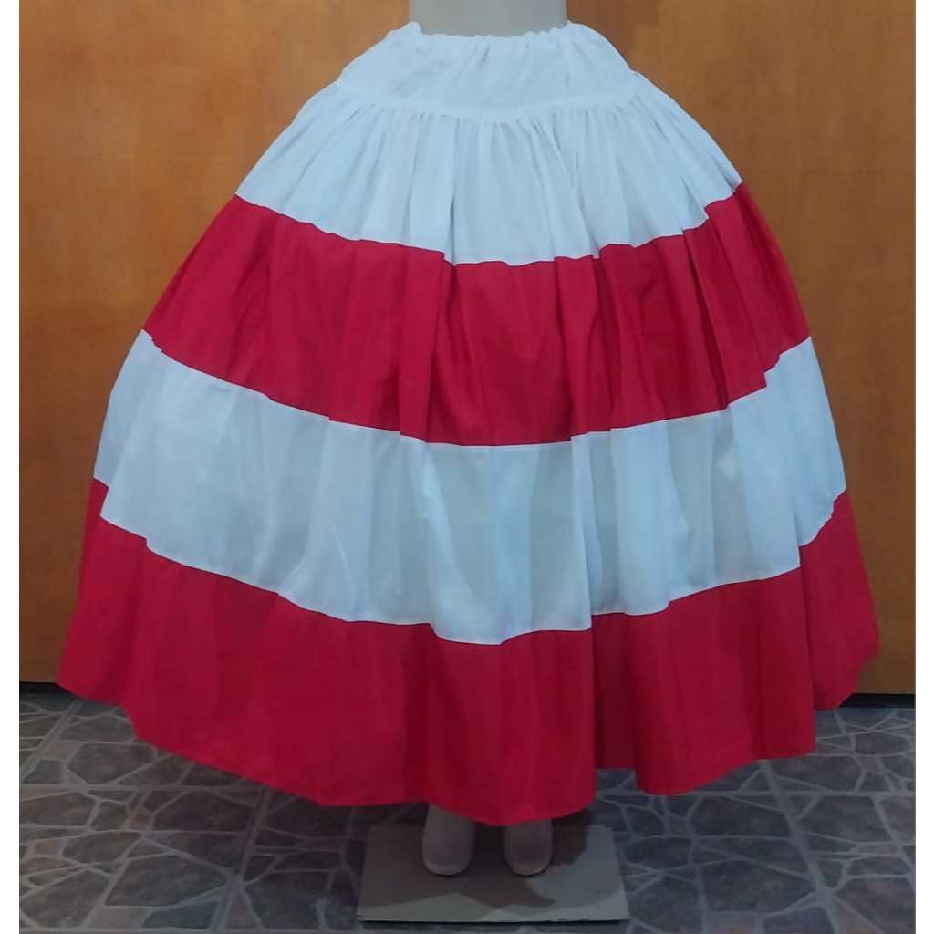 SAIA EM MICROFIBRA MULTICOLOR BRANCO E VERMELHO/ MALANDRA - UMBANDA E CANDOMBLÉ
