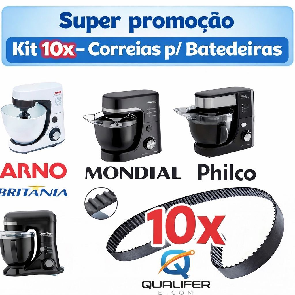 KIT 10 CORREIAS PARA BATEDEIRAS PLANETÁRIAS PHP/BBP/BP