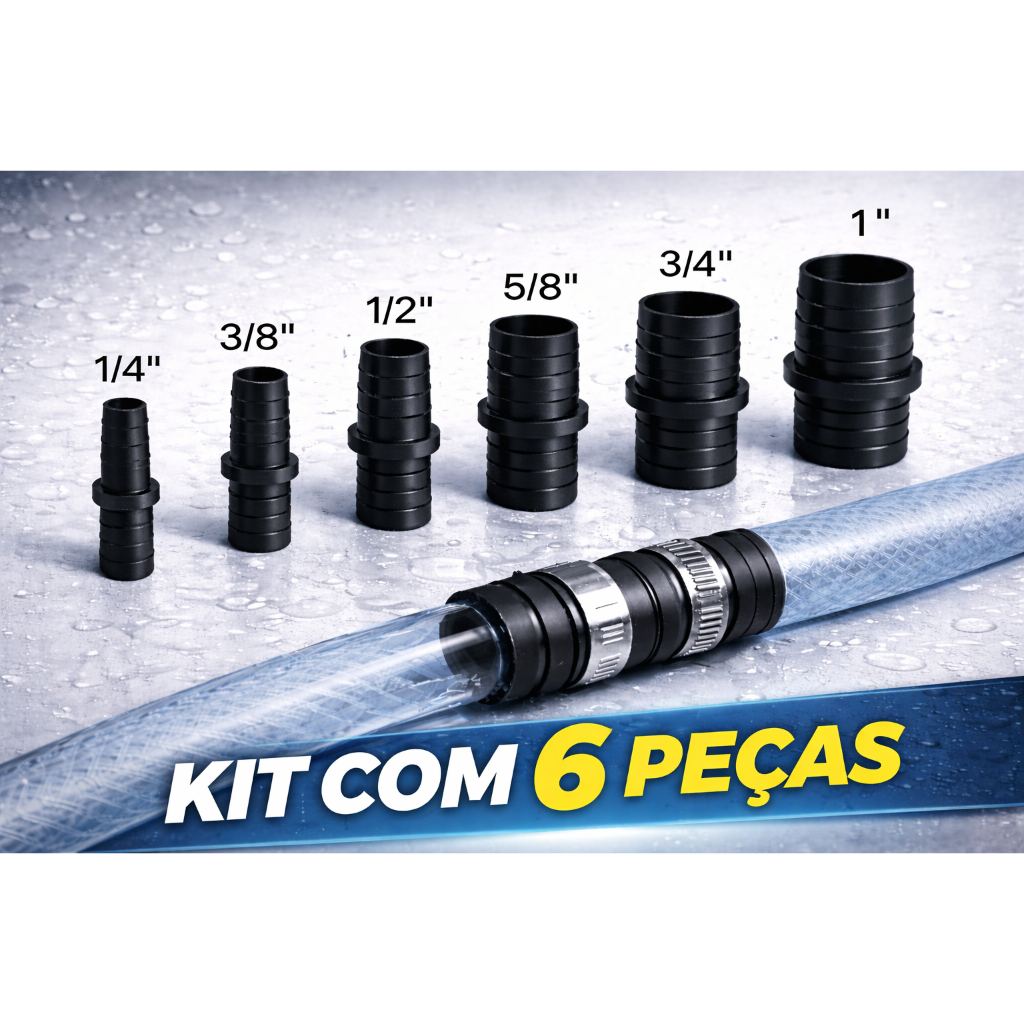 Conector de Emenda Universal para Mangueiras eTubos – Kit com 6 Peças – altamente resistente – sem vazamentos em Oferta na Shopee