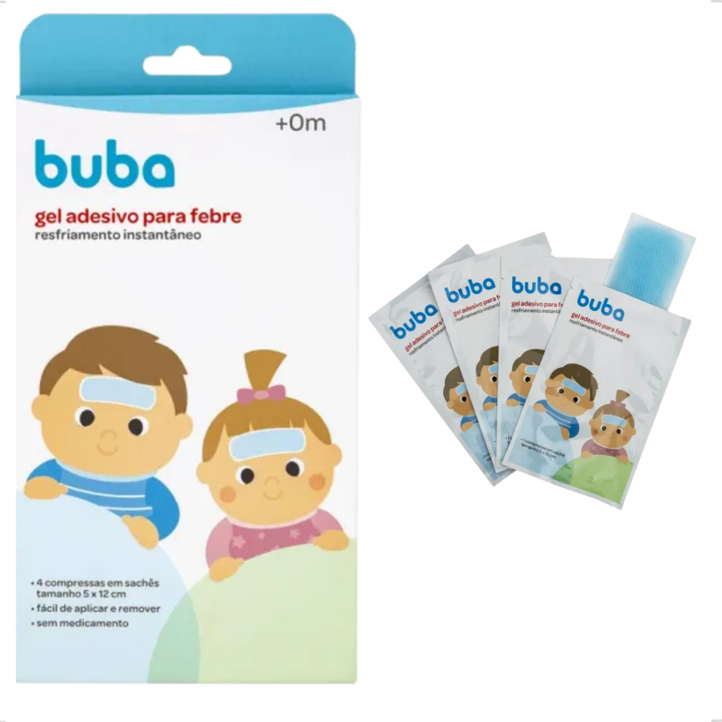 Gel adesivo para aliviar febre compressa -Buba 4 unidades em Oferta na Shopee