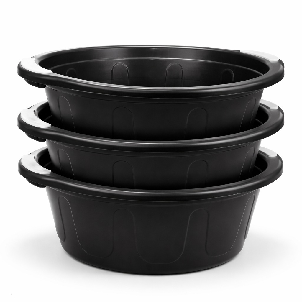 Kit 3 Bacias Plásticas Grandes 60 Litros Caneladas Multiuso para Roupas, Cozinha e Piscina Infantil