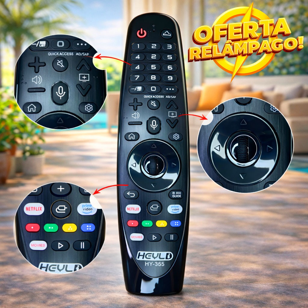 Imagem Controle Smart Magic Com Voz Para Tv LG An-mr19ba Thinq Ai Netflix Prime Video HY-355