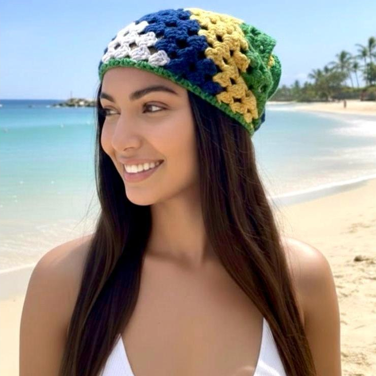 Bandana de Croche Artesanal Feito á Mão Tendencia Moda Praia Piscina Verão