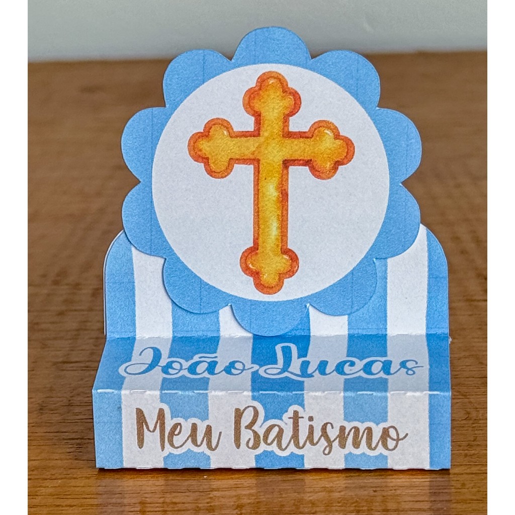Porta Bis Duplo Personalizado BATIZADO AZUL // MENINO Lembrancinhas para Festas Aniversário