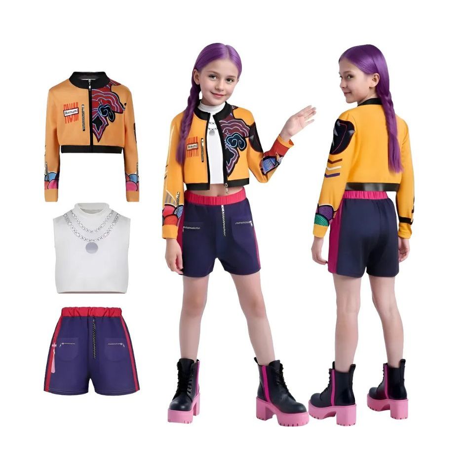 Fantasia Rumi K-POP Demon Hunters Girl Cosplay Costume Set Festa De Halloween Dança Stage Outfit Para Meninas Mulheres em Oferta na Shopee