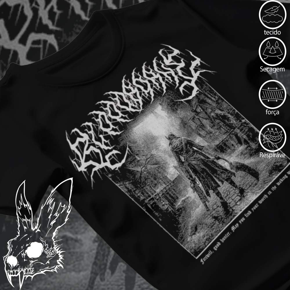 Camiseta Basica e OVERSIZED Bloodborne Cleric Beast The Hunter and Doll Soulsborne Game Geek Unissex