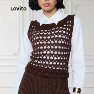 Lovito Regata Tricot Ponto Vazado Basica Feminina TKB978BRL1008 em Oferta na Shopee