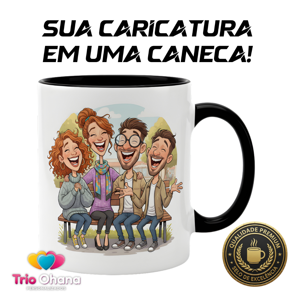 Caneca Xícara Personalizada Caricatura Foto Presente Criativo Empresarial Cerâmica Premium 325ml