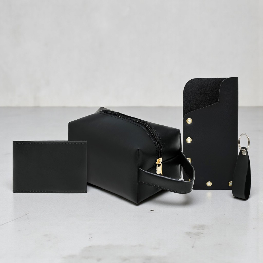Até 5 Kits Com 4 pçs Necessaire + porta oculos + porta cartão + chaveiro feminino e Masculino