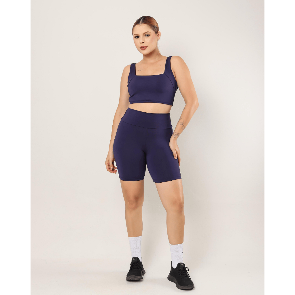 Conjunto Academia Feminino Top Forrado e Short Modelador Suplex Academia