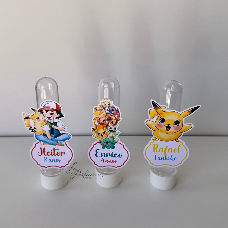 Aplique personalizado tubete Pokémon 3D – Lembrancinha Festa Infantil – Pikachu – apliques