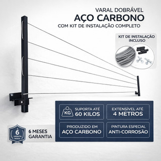 Varal Retrátil Dobrável De Parede em Aço Encapado Suporte Resistente Secar roupas - ENVIO IMEDIATO