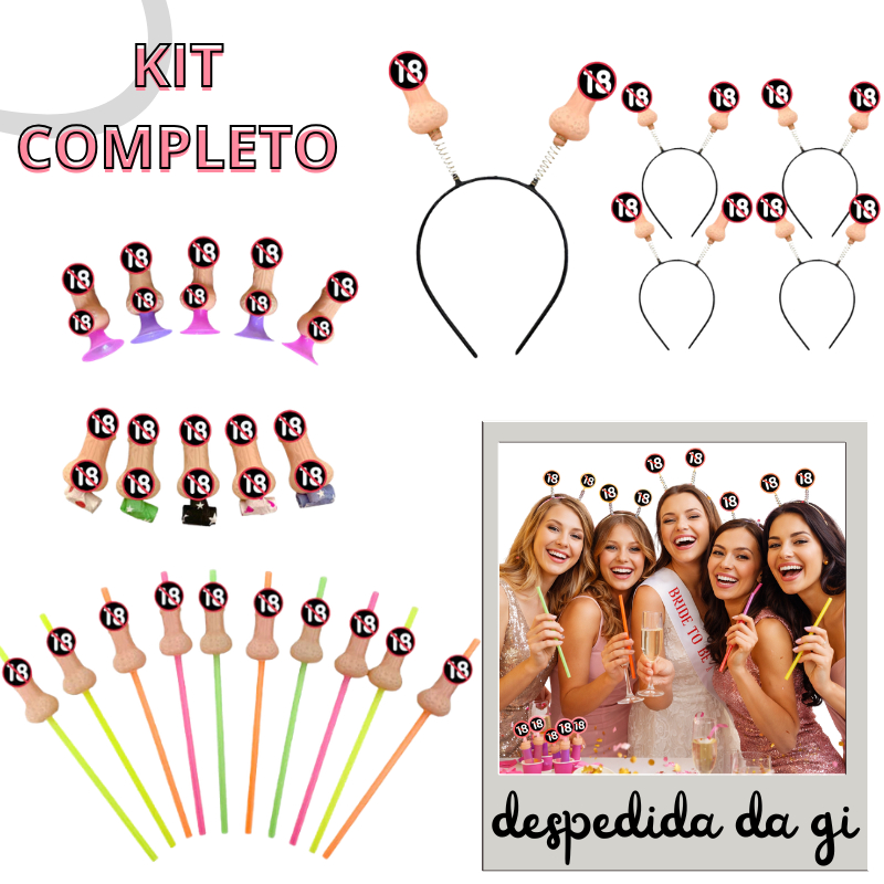 Kit Despedida De Solteira Completo 25 Produtos - Canudos + Tiara + Lingua + Apito - Chá Lingerie Festa