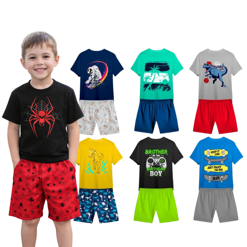 Kit 10 Peças Infantil Menino Roupa Verão Masculino 5 Conjunto em Oferta na Shopee