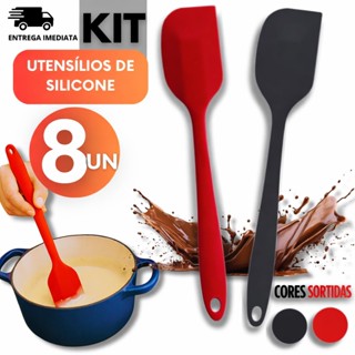 KIT CONJUNTO DE ESPATULA RETA 27CM DE SILICONE em Oferta na Shopee