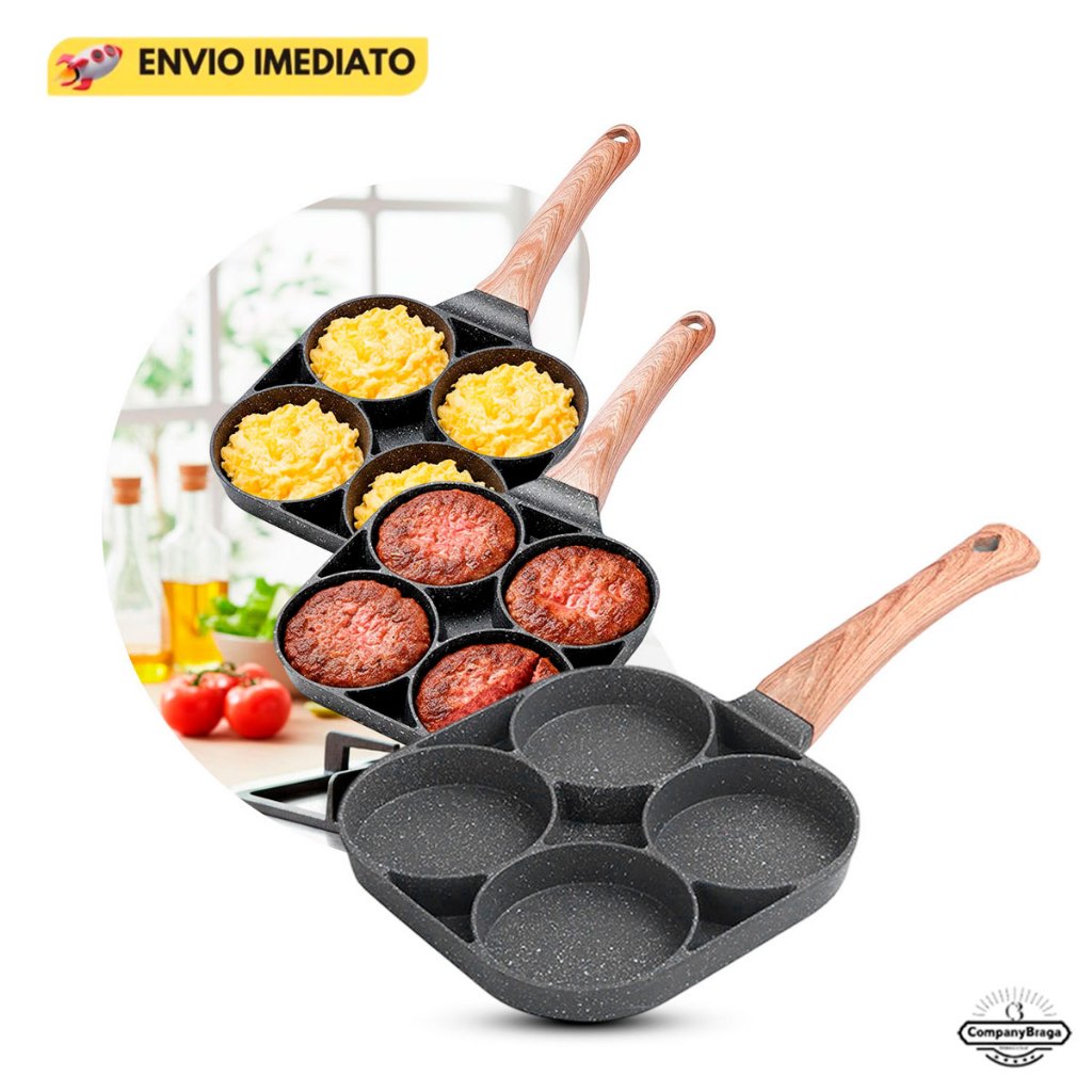 Frigideira Antiaderente 4 Partes Ovo Hambúrguer