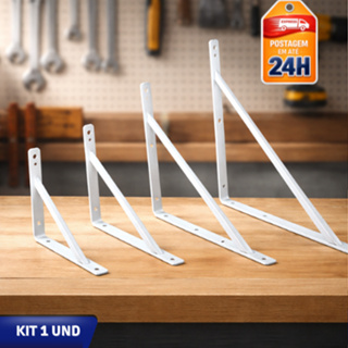 Suporte Mão Francesa 90° Branca para Prateleira | Aço Pintado  - 20*12 25*16 40*25 50*30 em Oferta na Shopee
