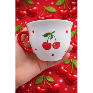 kit 6 xícara de Chá 🍒 cereja pintada à mão produto diferenciado# moda 🍒 em Oferta na Shopee