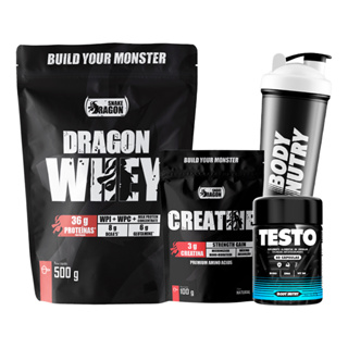 Kit Suplemento Whey Protein 500g + Pré Hormonal, Testo 60 cáps + Creatina 100g - Snake D + Coq PROMO em Oferta na Shopee