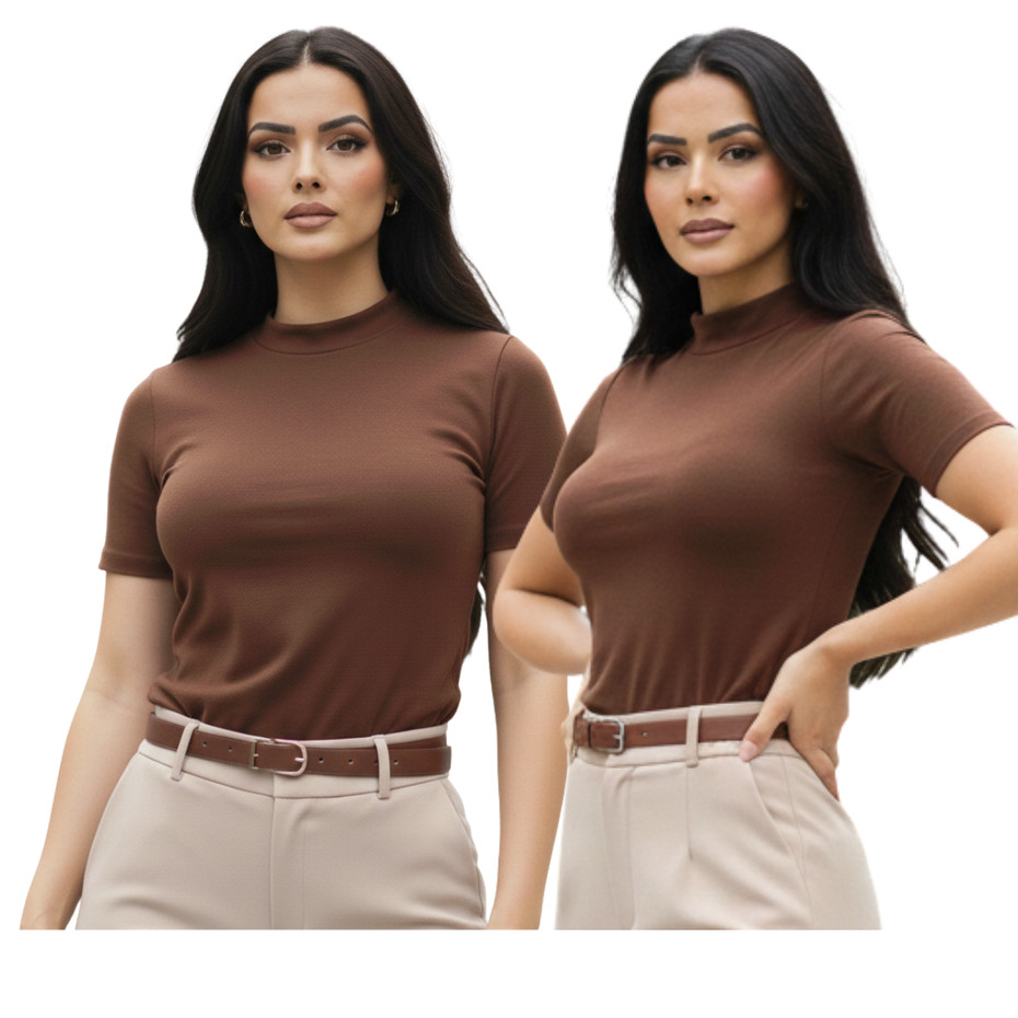Camisa Social Feminina Manga 3/4 Malha Podrinha Confortável, Casual – Cores Variadas