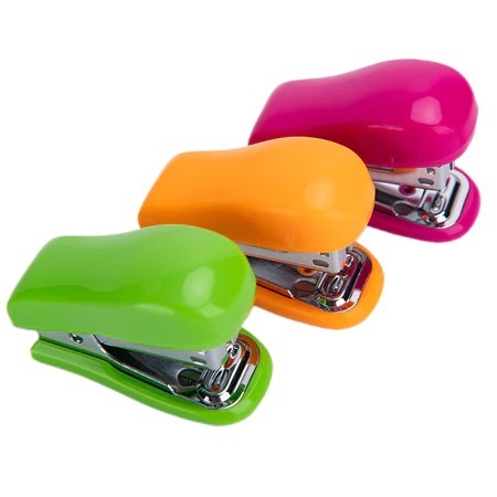 Kit 2 Mini Grampeador Resistente Colorido Adequado Para 24/6 26/6 Até Portátil + 1000 Grampos