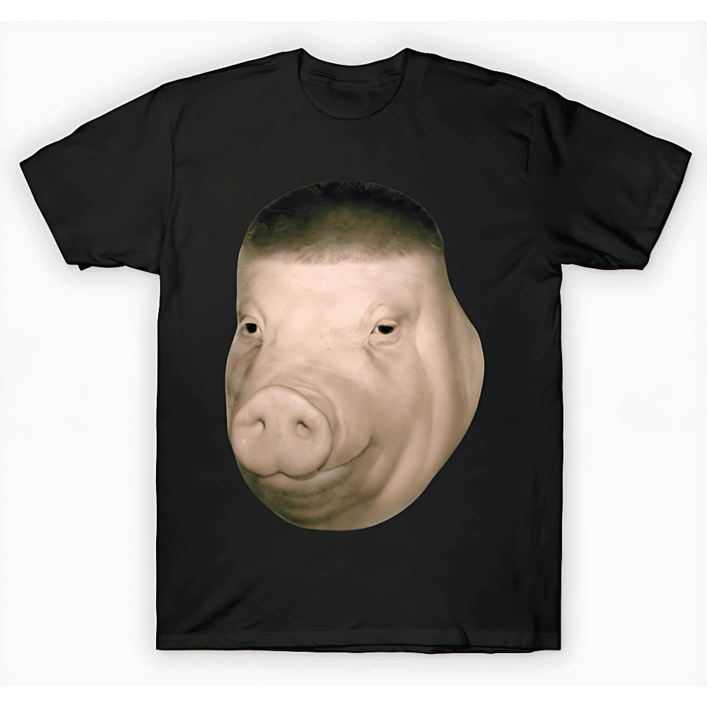 Camiseta Meme Porco Engraçado Unissex Adulto Infantil Estampa Divertida Algodão Confortável