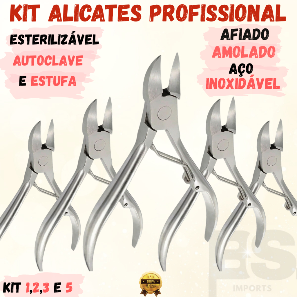Alicate de Cortar Unha Profissional Kit 1/2/3/5 UN Manicure Pedicure Cortador Cuticula em Aço Inox em Oferta na Shopee