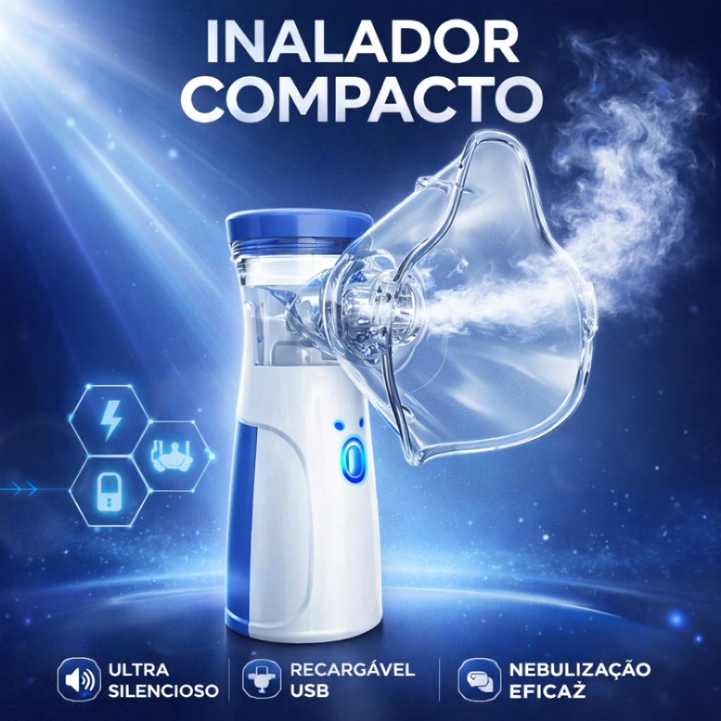 Nebulizador Mesh Portátil de Alta Performance | Silencioso, Compacto e Recarga USB