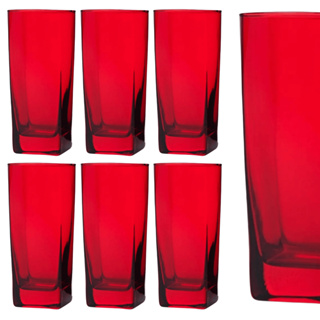 Jogo De Copos Vidro 320ml Bali Quadrado Luxo Vermelho em Oferta na Shopee