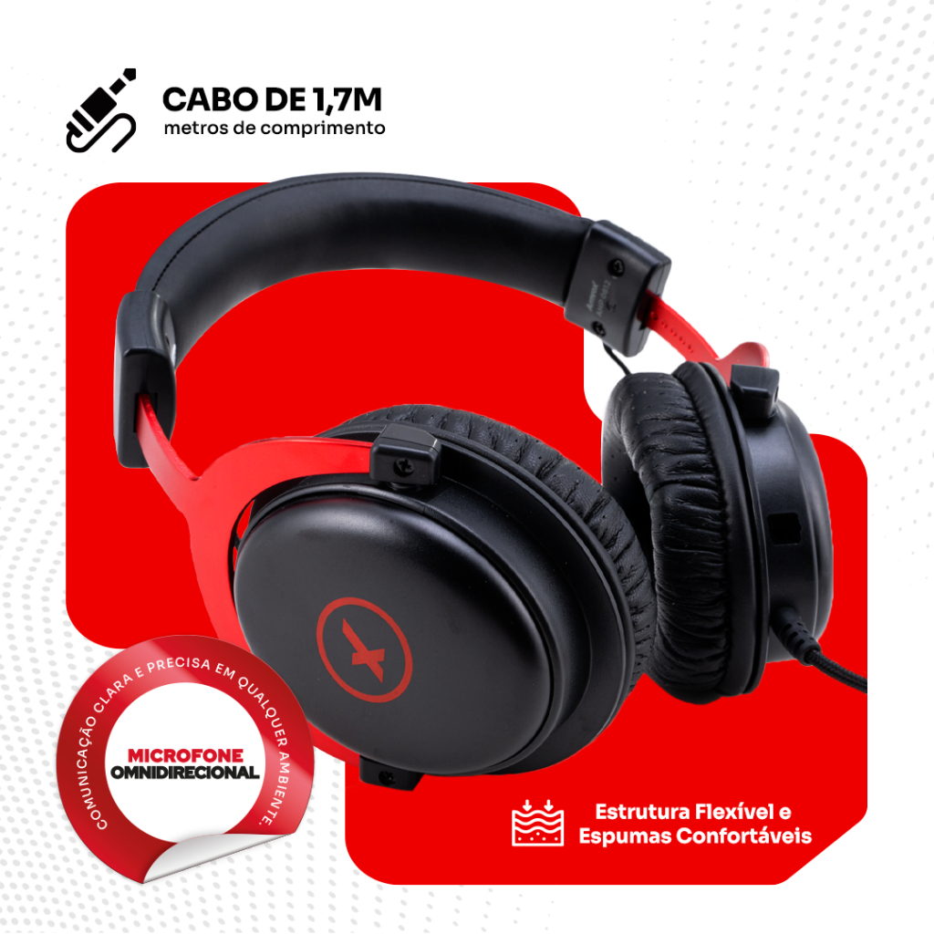 Fone de Ouvido Gamer Headset Amvox AHP 0812 Microfone Removível Precisão Sonora · foto 2