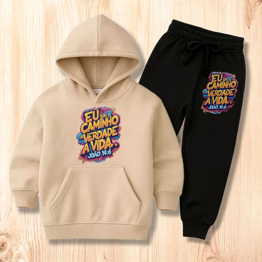 Conjunto Moletom Infantil Versiculo Blusa De Frio Com Toca Mais Flanelado Pronta Entrega