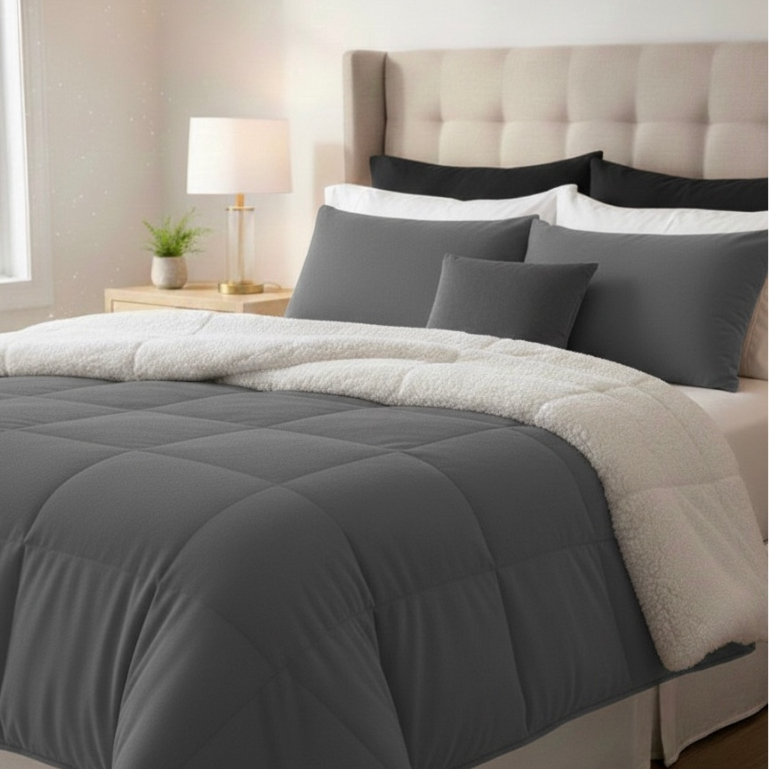 Coberdrom Edredom Casal Queen Sherpa DuplaFace Pele De Carneiro