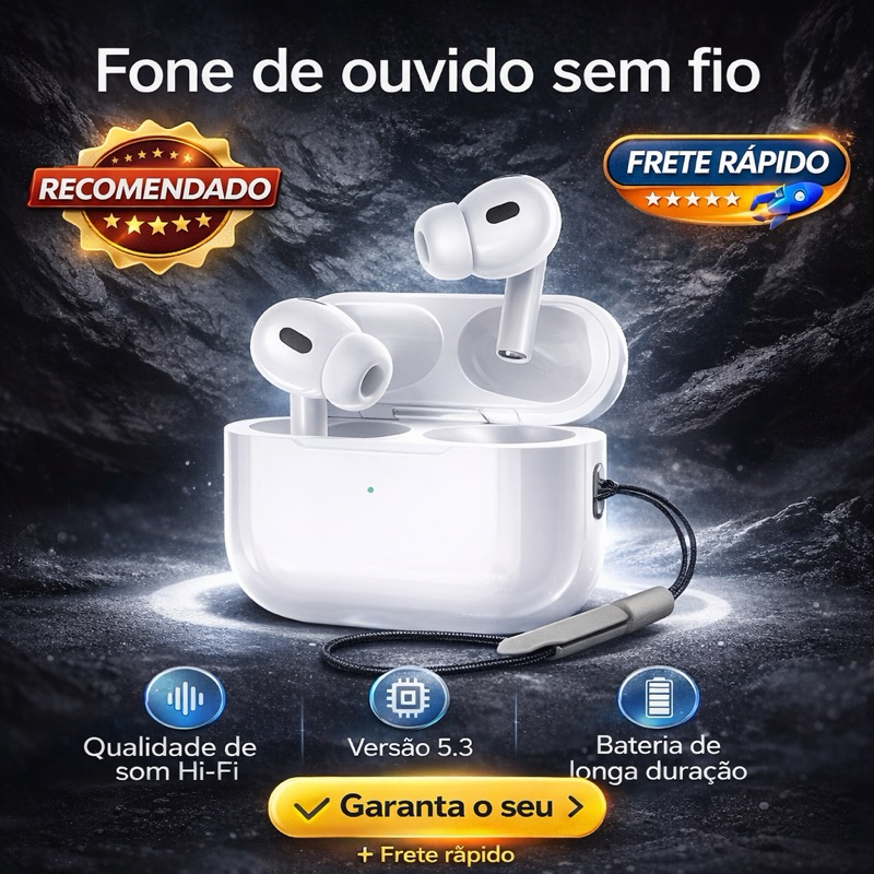 fone de ouvido bluetooth sem fio 5.3 PRO 4 TWS 9D HiFi Estéreo Sem Fio Microfone IPX5 Alta Qualidade
